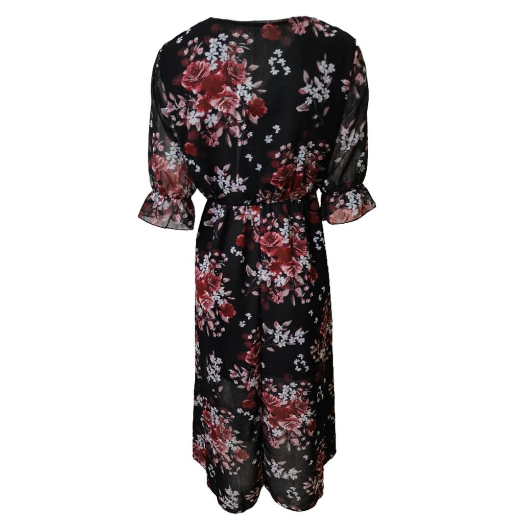 Damen-Pullover mit V-Ausschnitt, bedruckt, mittlere Taille, lässig, locker und dünn, Temperamentkleid