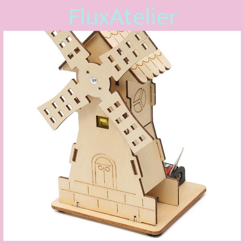 Individuell gestaltbares elektrisches Windmühlenhaus aus Holz – DIY-STEM-Lernspielzeug für Schüler