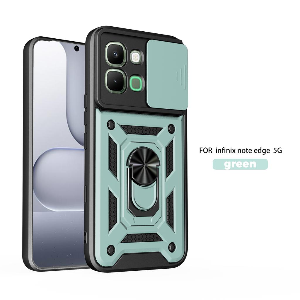 For Infinix Note Edge Case Infinix Note Edge Cover 5G Magnetic Ring Holder Armor Phone Case Slide Camera Protect Back Cover