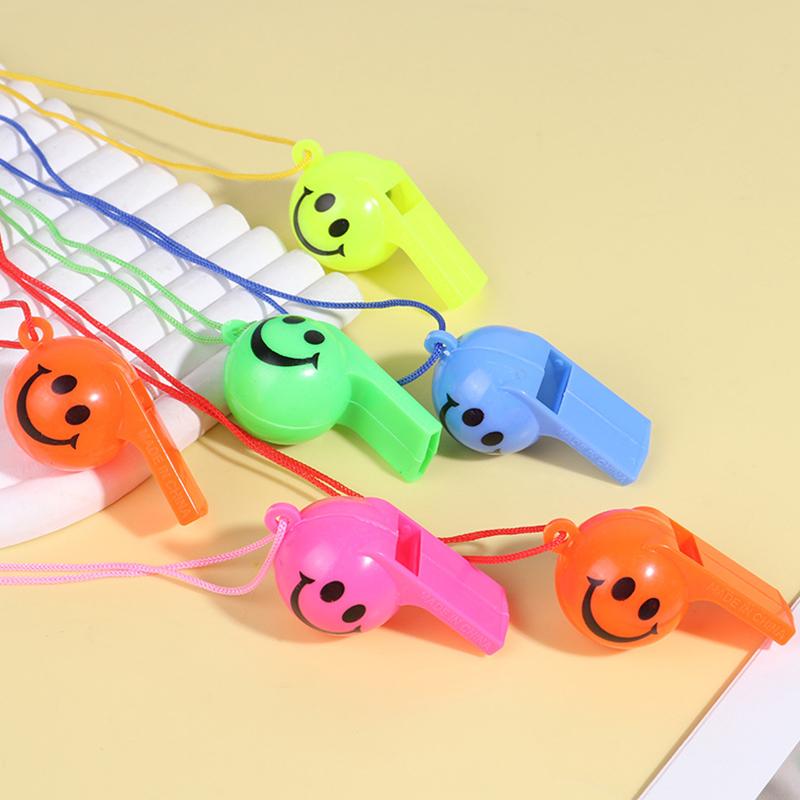 Multiple Colors Smile Face Whistle with Rope Random Mix 5/10/20PCS Pack Whistles Featival Party Atmosphere Noise Maker Props ZYF