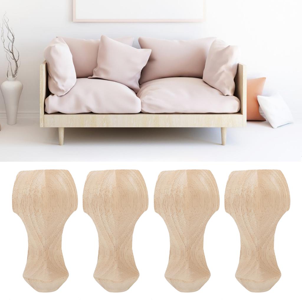 4 ks ručně vyřezávané dřevěné nohy nábytku pro konferenční stolek, TV skříňku, pohovku