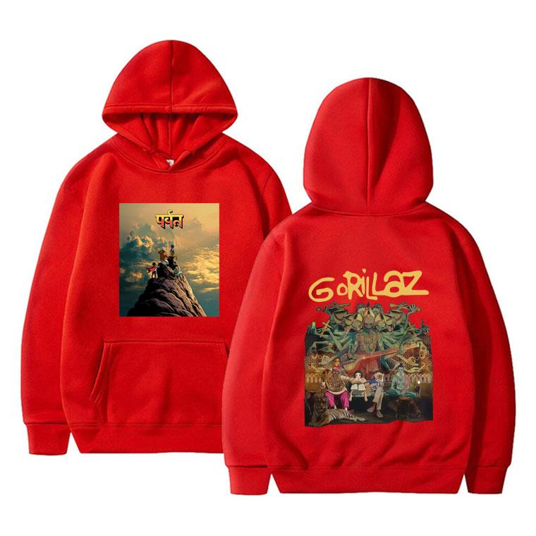Rock Band Gorillaz The Mountain Tour Graphic Hoodie Men Women Fashion Casual Oversized Sweatshirt Male Vintage Fleece Hoodies