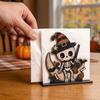 Office Desk Organizer Halloween Wood Napkin Holder, Rustic Ghost Skeleton Owl Pumpkin Dispenser, Wooden Dispenser Vintage Tabletop Standing