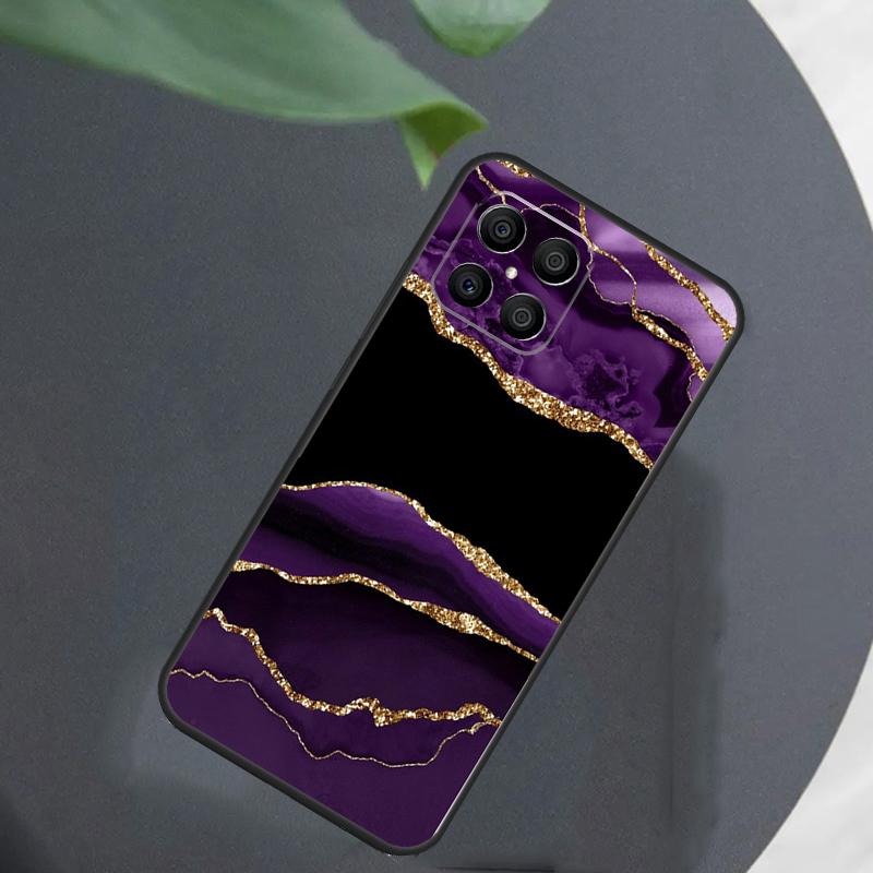 Teal Blue Gold Agate Marble For Honor Magic 7 Lite 6 8 Case For Honor 200 400 Pro 90 70 50 X8c X8b X9a X9b X9c X9d Win RT