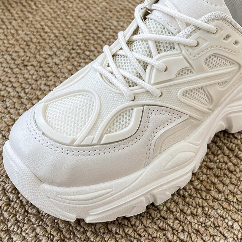 Women Fashion Platform Sport Shoes Women Summer Black Casual Chunky Sneakers Women Mesh Leather Platform