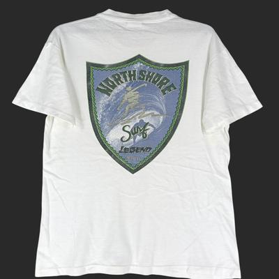 Vintage 90's North Shore Surf Legend White Medium T Shirt Surfing Hawaiian Surfboarding Hawaii Shirt Tee Size M