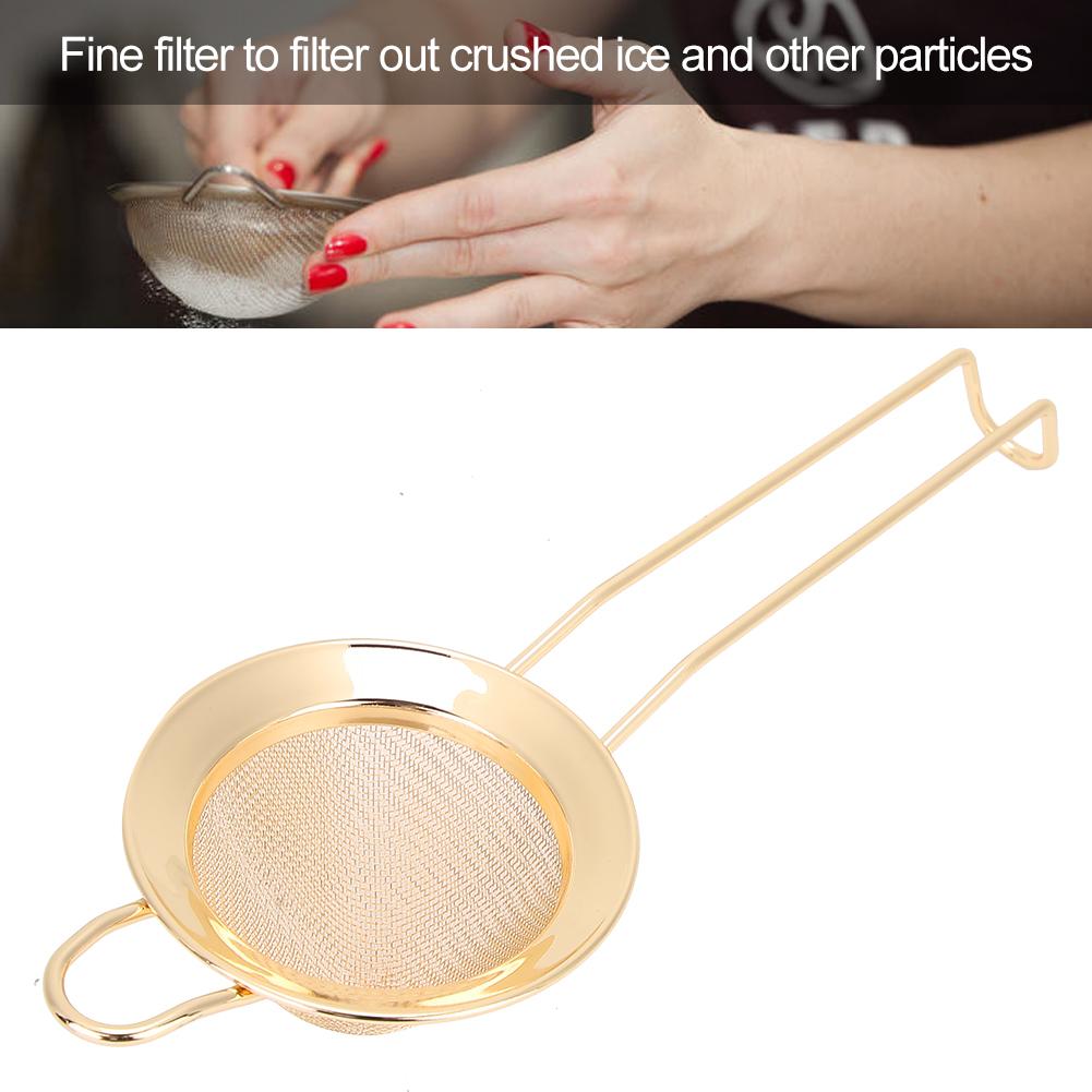 Stainless Steel Cone Shape Cake Powder Filter Cocktail Mesh Strainer Bar AccessoriesGold