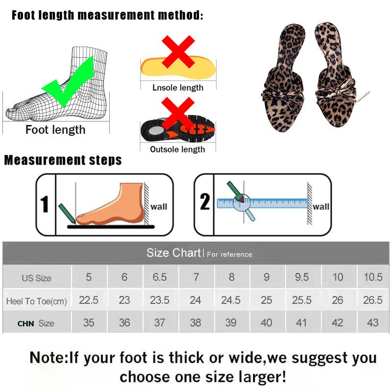 Fashion Female Pumps Leopard Print Ladies High Heels Slides Shoes Fashion Butterfly-Knot Footwear Women Heels Shoes Slippers Big Size