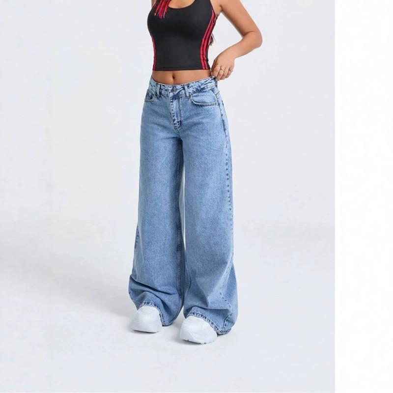 High-Waisted Wide-Leg Straight Cut Denim Jeans 2026 Loose Fit Dragging Hem Slimming Style