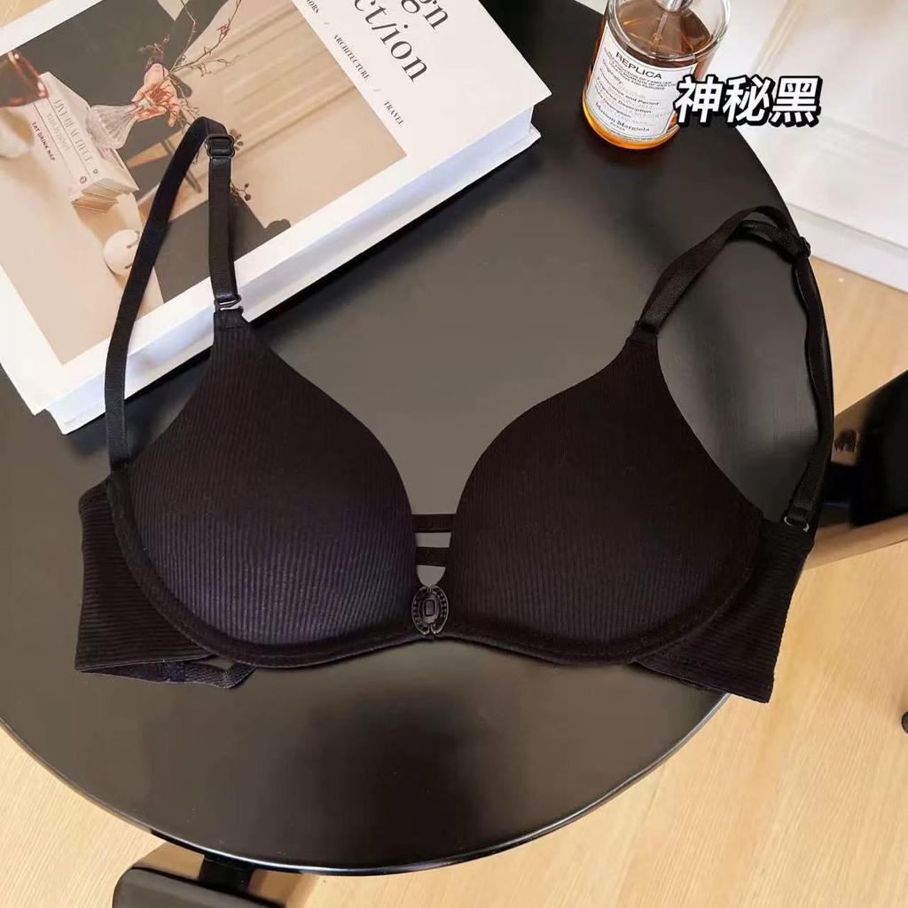 Sexy pure desire seamless front buckle women's thin no steel ring big halter beautiful back bra cover summer