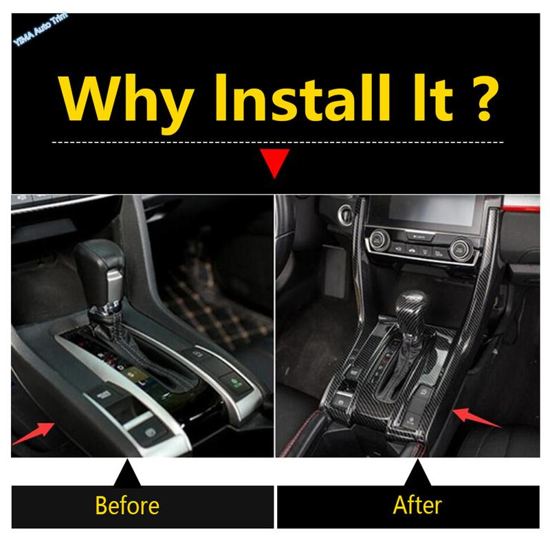 Fit For Honda Civic 2016 - LHD Car Transmission Shift Gear Box Decoration Stripes Frame Cover Trim ABS Interior Accessories