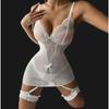 Spitzen-Strumpfhalter-Gürtel Erotisches Kleid Und Dessous-Set Sexy Nachthemd Mit Beinring Tanga Transparent Durchsichtig Kurvig Babydoll Unterwäsche