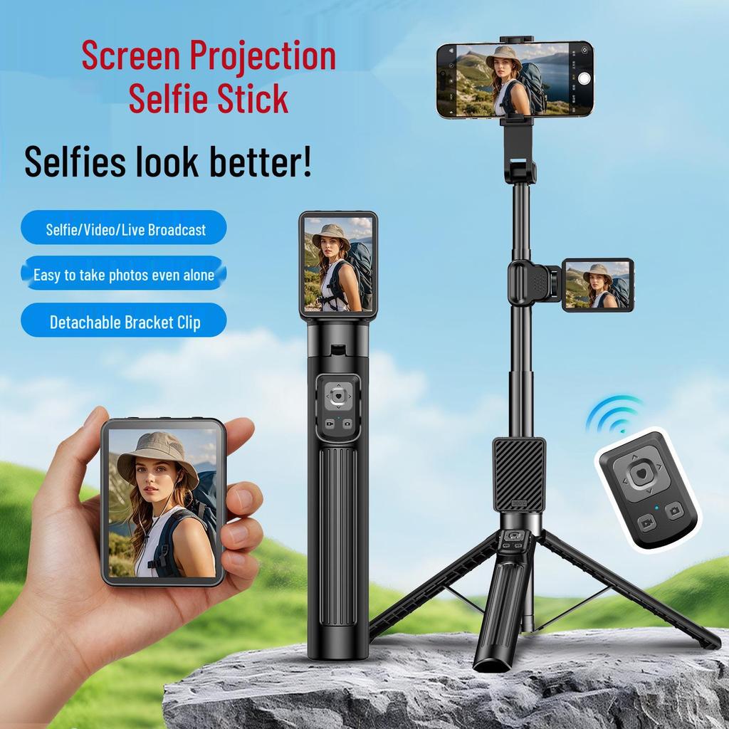 CL08 Mobile Screen Mirroring Selfie Stick: Floor-Standing, Anti-Shake Phone Holder for Outdoor Live Streaming