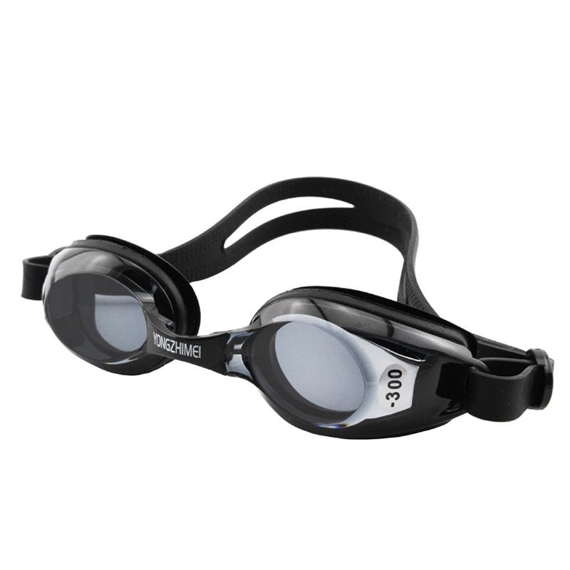 Genuine children s myopia swimming goggles, solid color, transparent, waterproof, anti-fog, silicone, comfortable swimming goggles чёрный