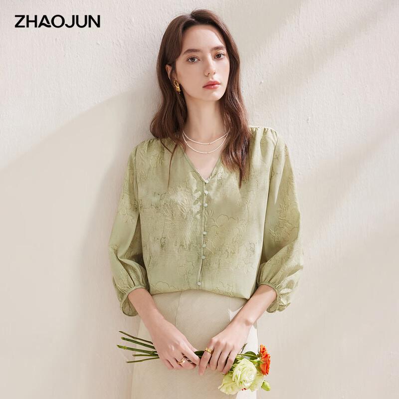 Zhao Jun Mulberry Silk Floral Print 3/4 Sleeve Blouse L