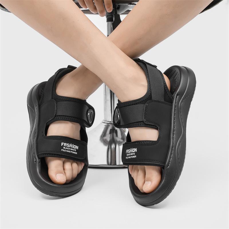 2025 Sommer neue weichsohlige rutschfeste dicksohlige Sport-Casual-Mode Hausschuhe Sandalen 371281 schwarz-J