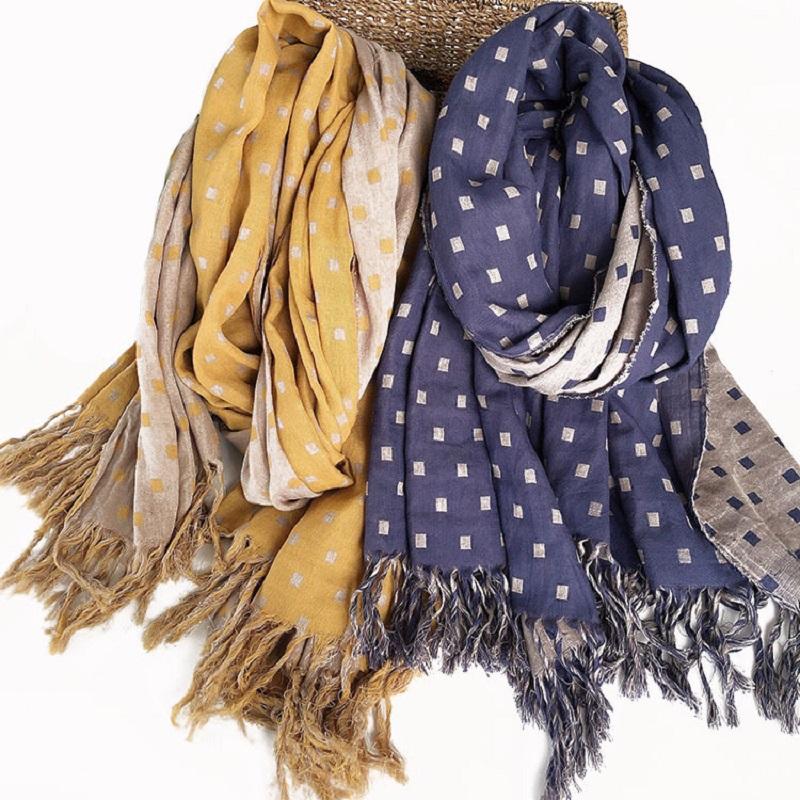 Winter Keepwarm Cotton Double-sided Square Patterned Thickened Scarf Shawl
