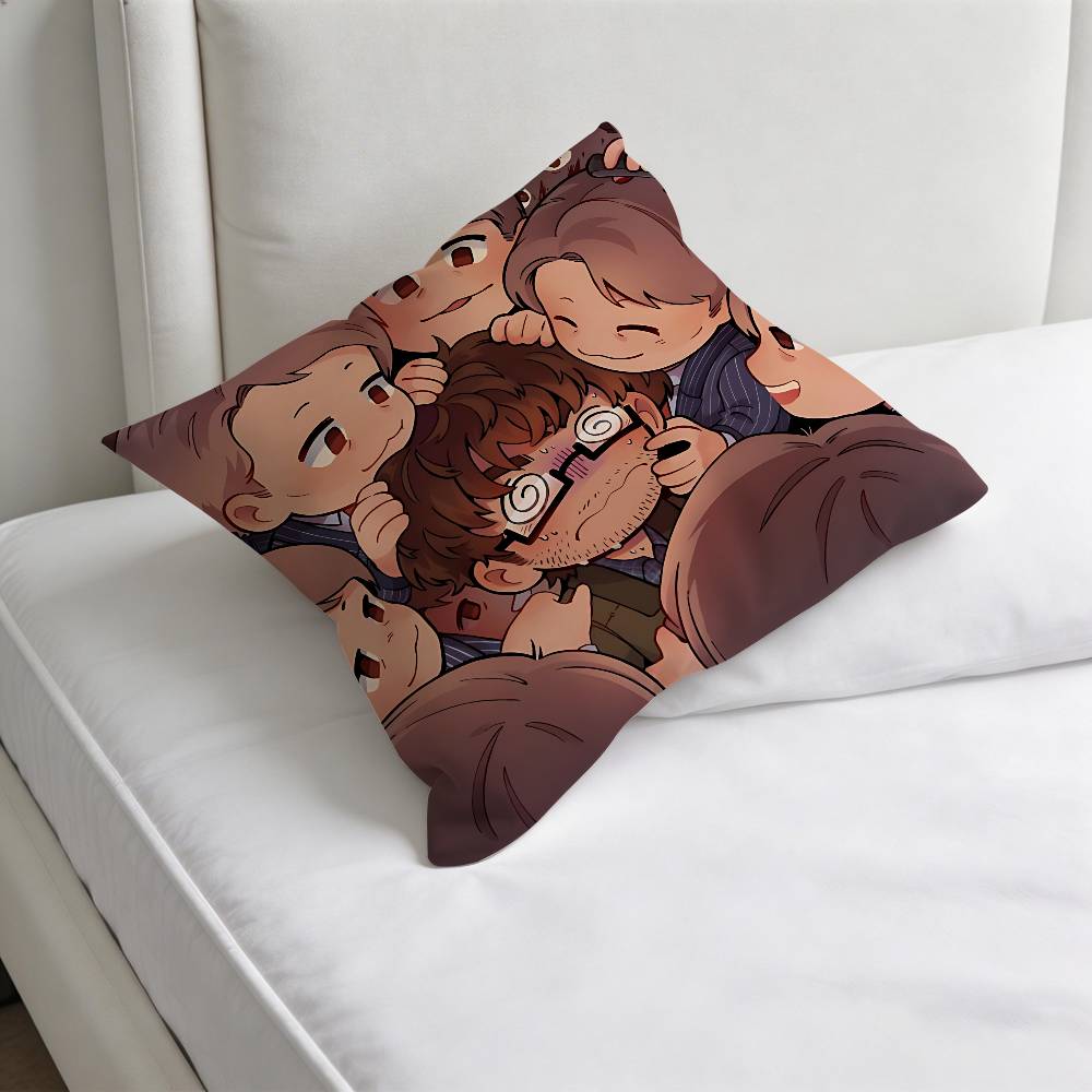 Cute HHannibal and Will Chibi Square Pillow Case Soft Decorative Throw Pillow Cover for Home Sofa Bed