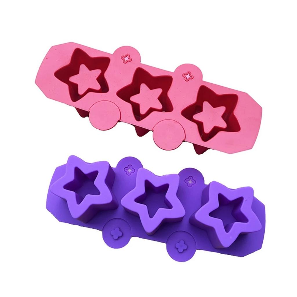 3-Cavity Pentagonal Star Silicone Mold, DIY Non-Stick Easy Detach Mold for Succulent Planter Cement Gypsum Ice Craft Making