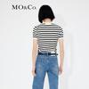 MO&Co. Classic Striped Beaded Logo Short-Sleeve Knit Top