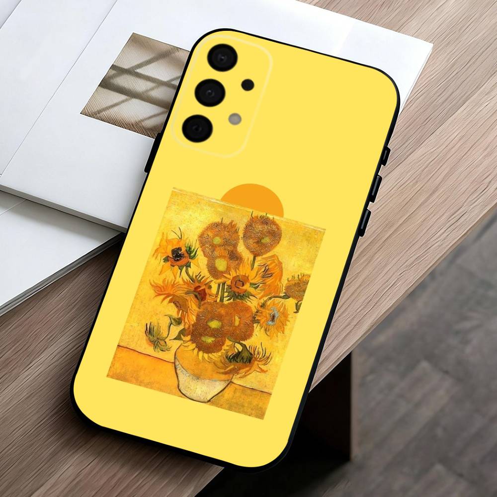 V-Van G-Gogh S-Starry Sunflowers Phone Case For Samsung Galaxy A73,A72,A71,A70,A53,A52,A51,Others Soft Black Cover