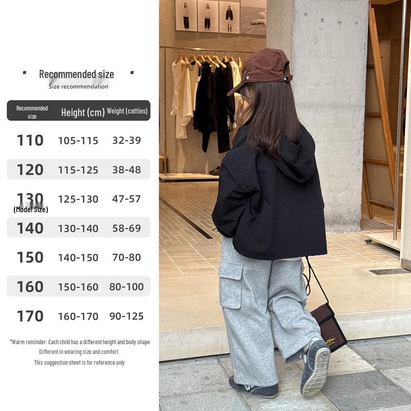 

Куртка з капюшоном YOJIA для дівчаток у кольоровому блоці - Мода осені 2025 Дитячий топ 150 cm чорний