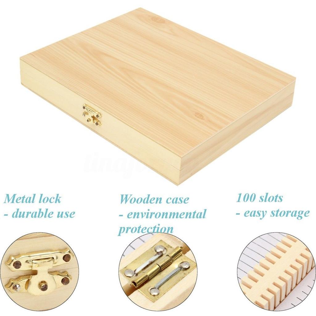 Novo 100 slots de madeira microscópio slides caixa titular armazenamento espécime madeira
