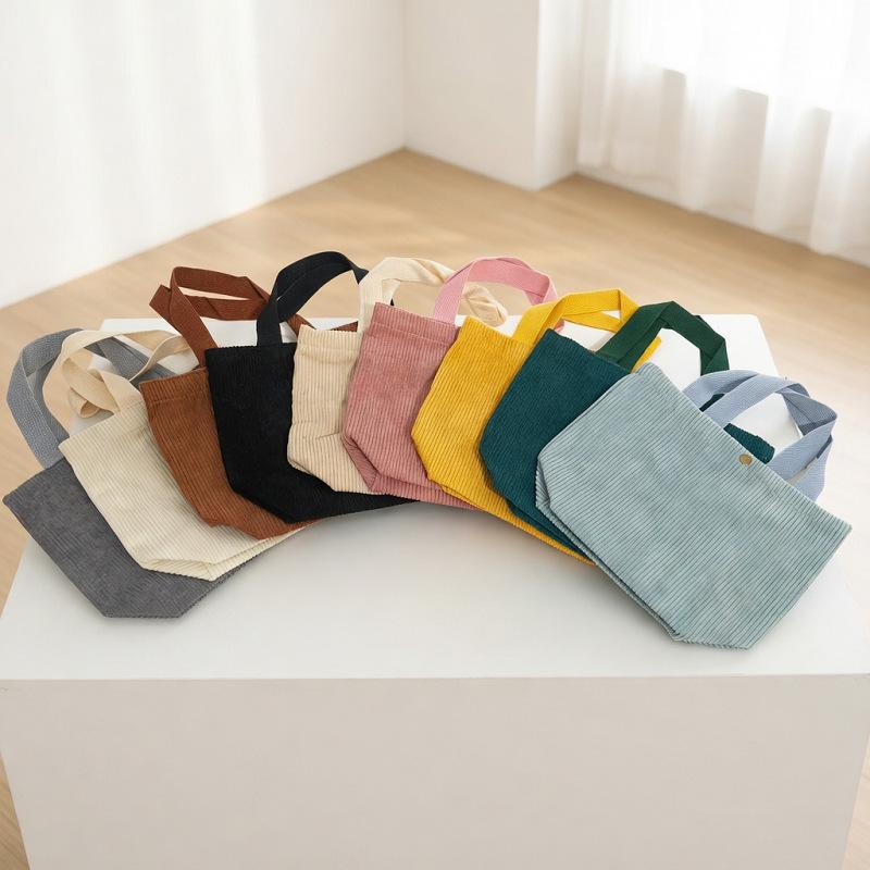 Retro Corduroy Bento Shoulder Bag - Versatile Canvas Handbag for Students and Commutes