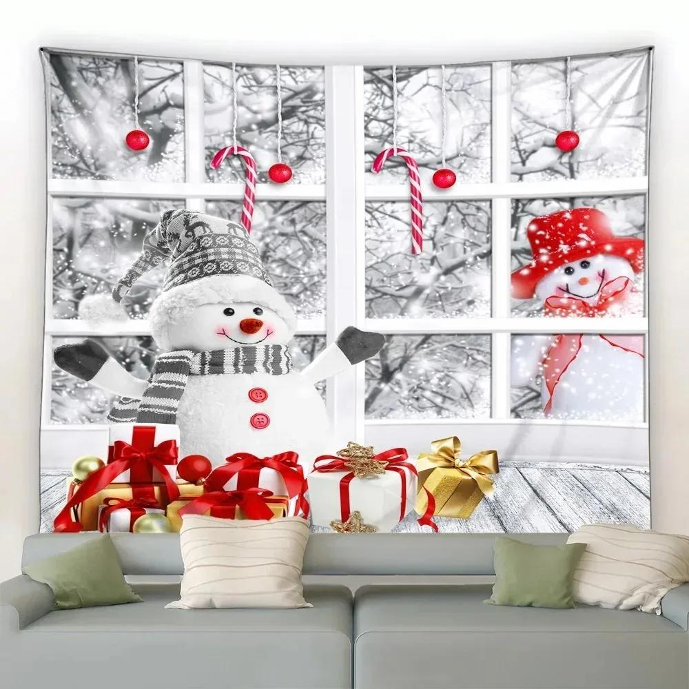 

Рождественский день украшение фон ткань Рождественская елка Снеговик печать гобелен гостиная комната украшение дома 100x75cm