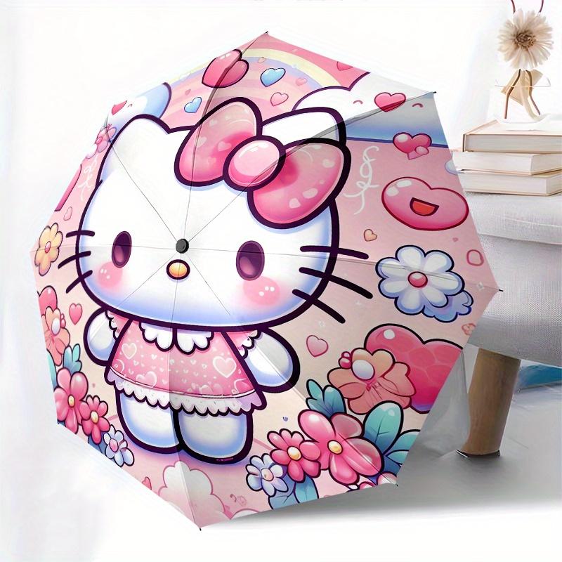 1pc Hello Kitty,Pastel Automatic Umbrella-Foldable, Durable 8-Bone Design, Compact and Stylish, Great for Camping, Halloween, Christmas, Mot