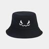 Devil Face Flat Top Bucket Hat - Korean Style Sun Hat for Men & Women, Casual Retro Sun Protection