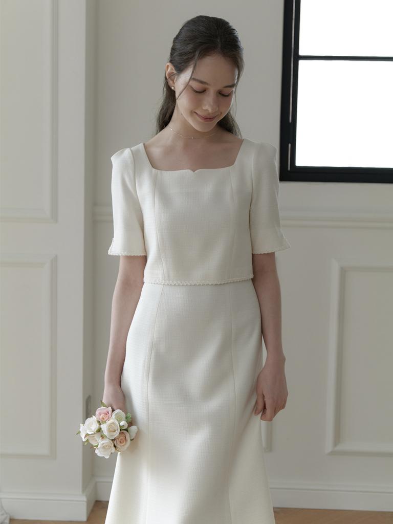 Peulomdeimomeonteu From Layered Tweed Dress_Cream