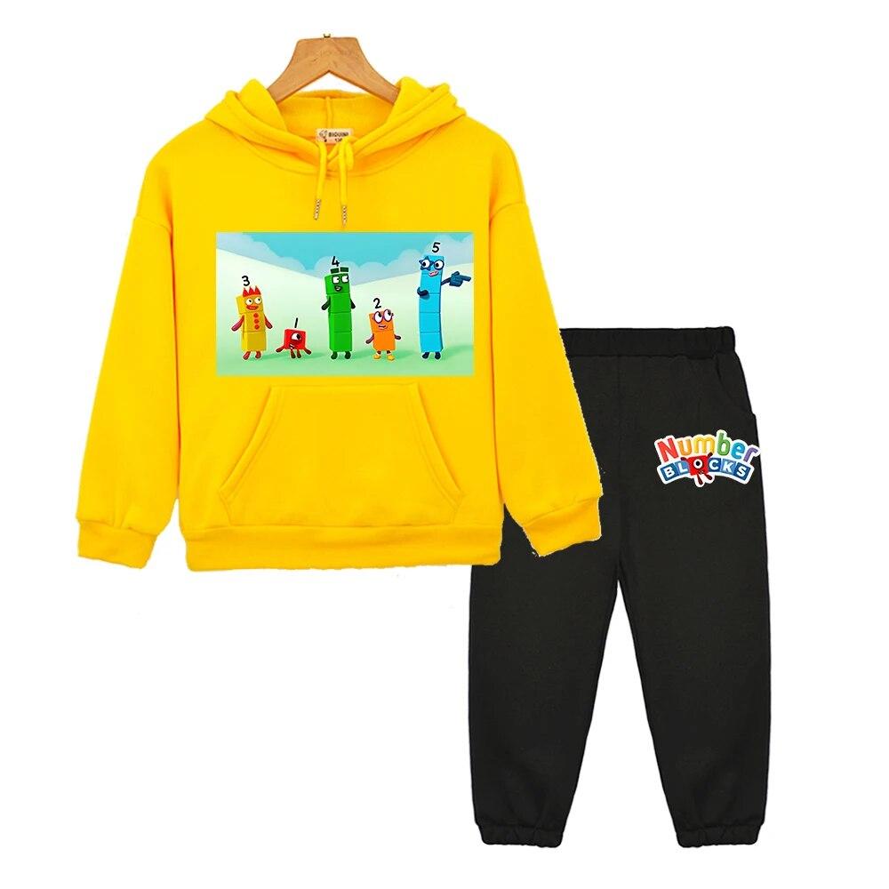 Anzahl Blöcke Mit Kapuze Sets Kinder Boutique Kleidung Herbst Jacke Casual Fleece Pullover Anime Hoodie Sweatshirt Jungen Mädchen Kleidung