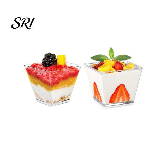 Disposable Dessert Cups for Catering 10Pcs Plastic Mousse Cup Clear Pudding Odor-free Containers Parties Weddings And Events Small Square Party Snack