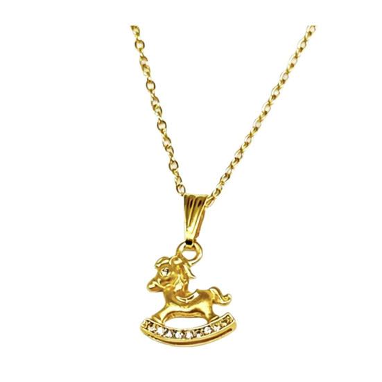 Horse Pendant Necklace Zodiac Animal Cute Horse Charm Necklace Women Chinese New Year Jewelry Birthday Gift for Daughter Her