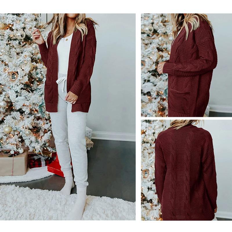 Women S Long Cable Knit Open Front Cardigan Sweater With Pockets