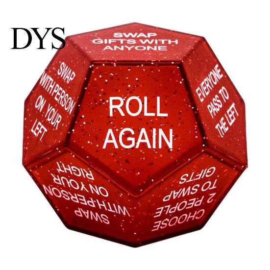 White Elephant Gift Exchange Dice Santa Swap Dice, Christmas Stocking Stuffers Dodecahedral Glitter Multi-sides Game for Present Party Supplies