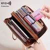 New Anti-theft Brush Women's Wallet Double Zipper Organ Card Bag Retro Large Capacity Clutch Bag