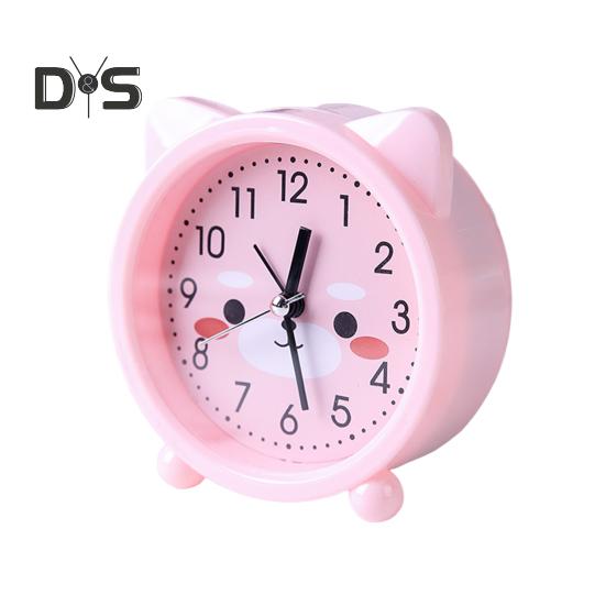 

Будильник Милый Мультяшный Форма Бесшумный Движение Питание От Батареи Портативный Будильник Украшение Спальни розовый