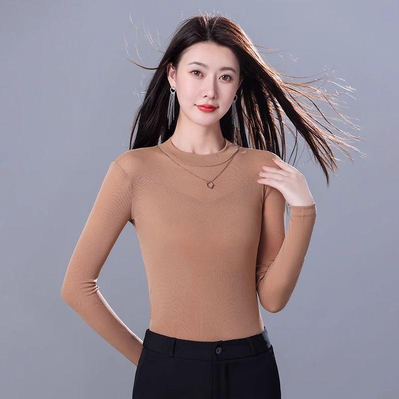 

European Station Mesh Top T-shirt Slim Chic Lace Khaki Section 61 2XL