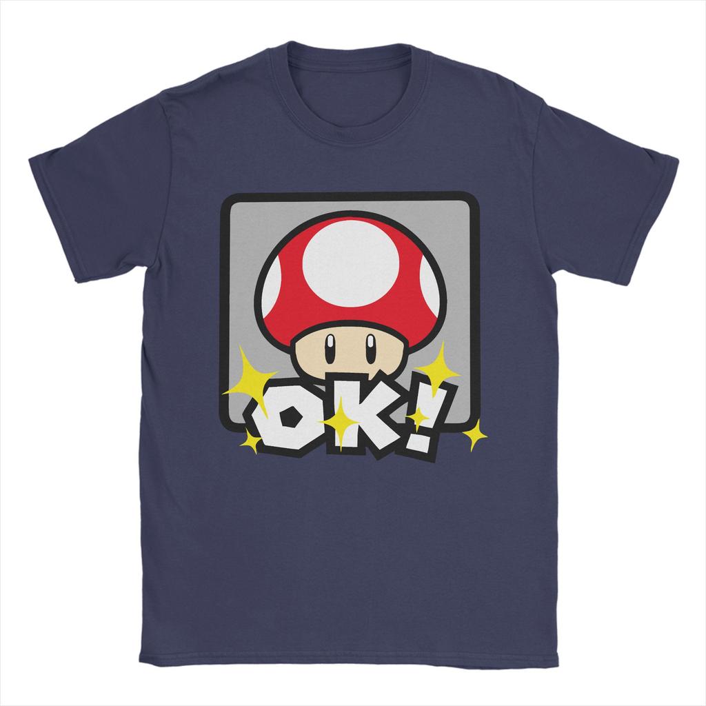 Super Marios Red Mushroom Men's Women's T Shirts Vintage Tee Shirt Short Sleeve Crew Neck T-Shirt Cotton Gift Idea Tops