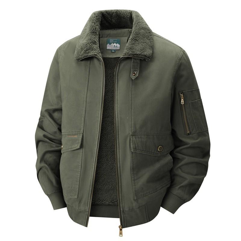 Mens Winter Warm Cotton Workwear Jacket Business Casual Outerwear Plus Size Thick Lined Collar Coat