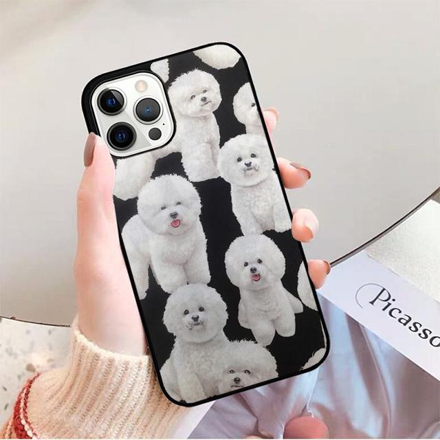 Cute Cartoon Bichon Frise Phone Case for iPhone 17 Air 16 16e 15 Plus for Apple 13 11 12 14 Pro Max Cover coque fundas