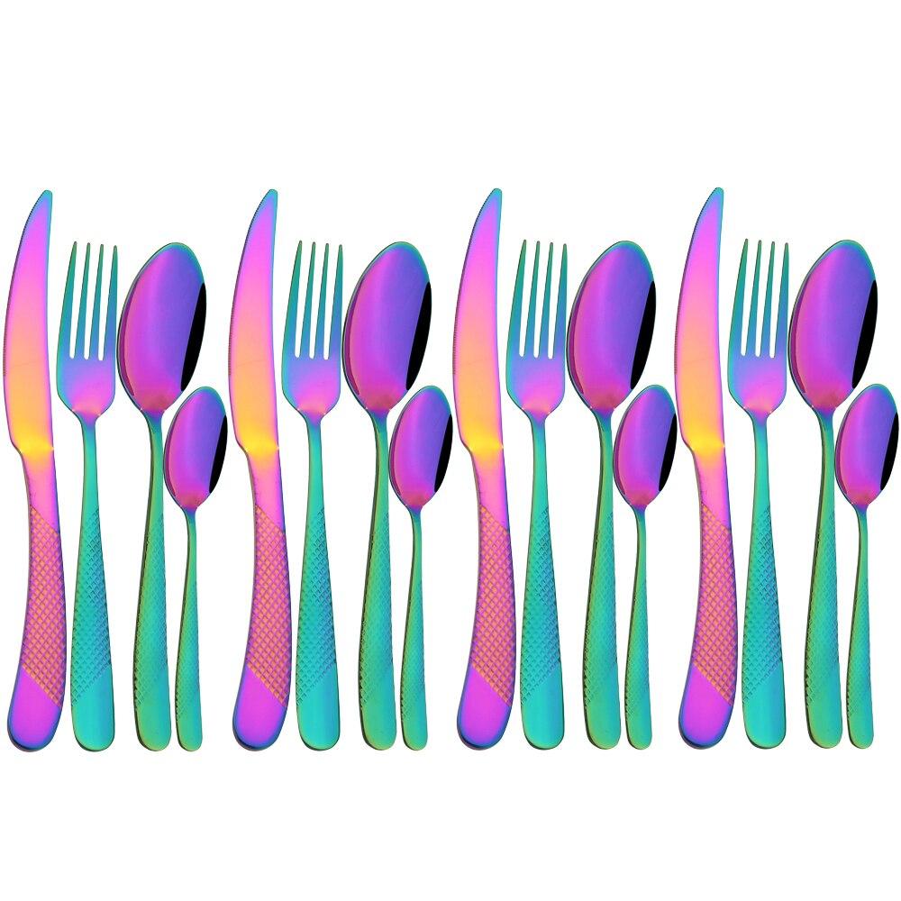 16Pcs Stainless Steel Cutlery Set High Quality Dinnerware Knife Fork Tea Spoon Silverware Set Kitchen Home Flatware Set