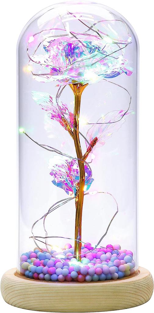 Eternal Rose Glowing In Glass, LED, Colorful, Battery, Gift, 18th Birthday, Wedding