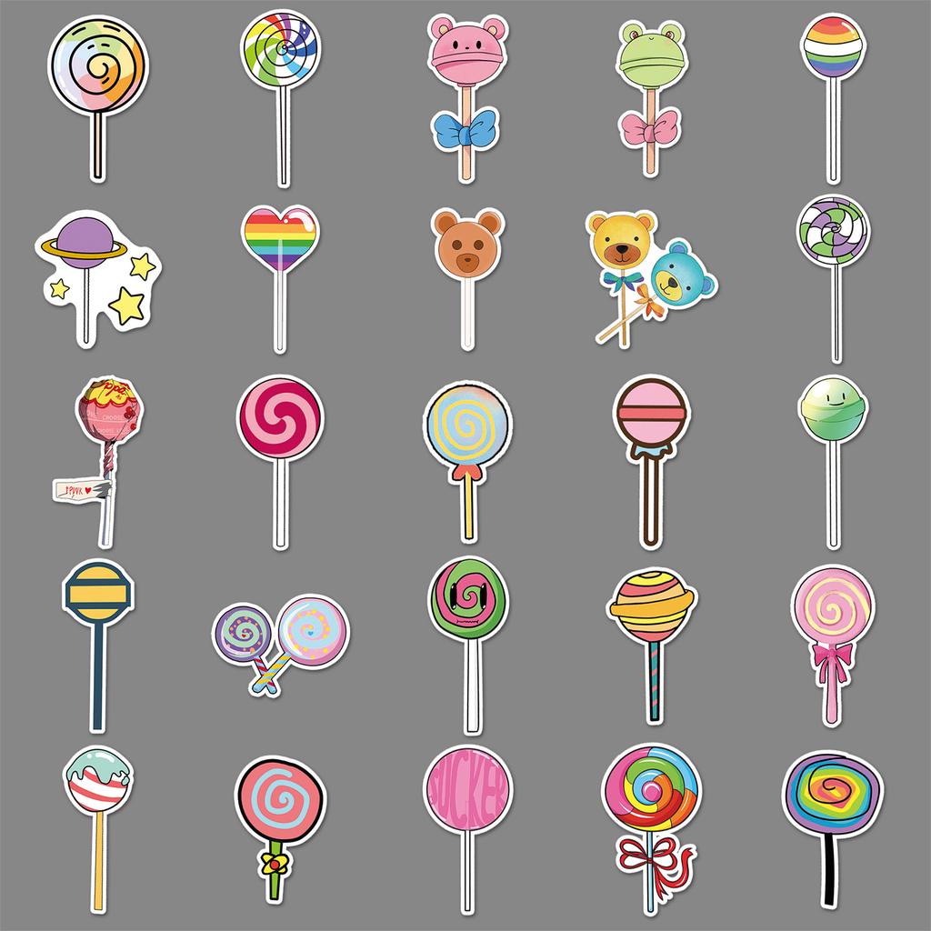 50 Pictures of Cute Ins Wind Lollipop Personalized Creative Hand Note Suitcase Scooter Guitar Mobile Car Stickers
