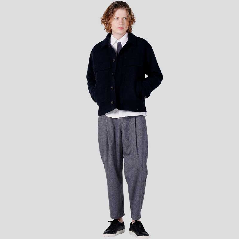 CUSTOMUS Men'S Contrast Stitch Straight Fit Elastic Waist Pants Cxs25Fwpta02 Gry