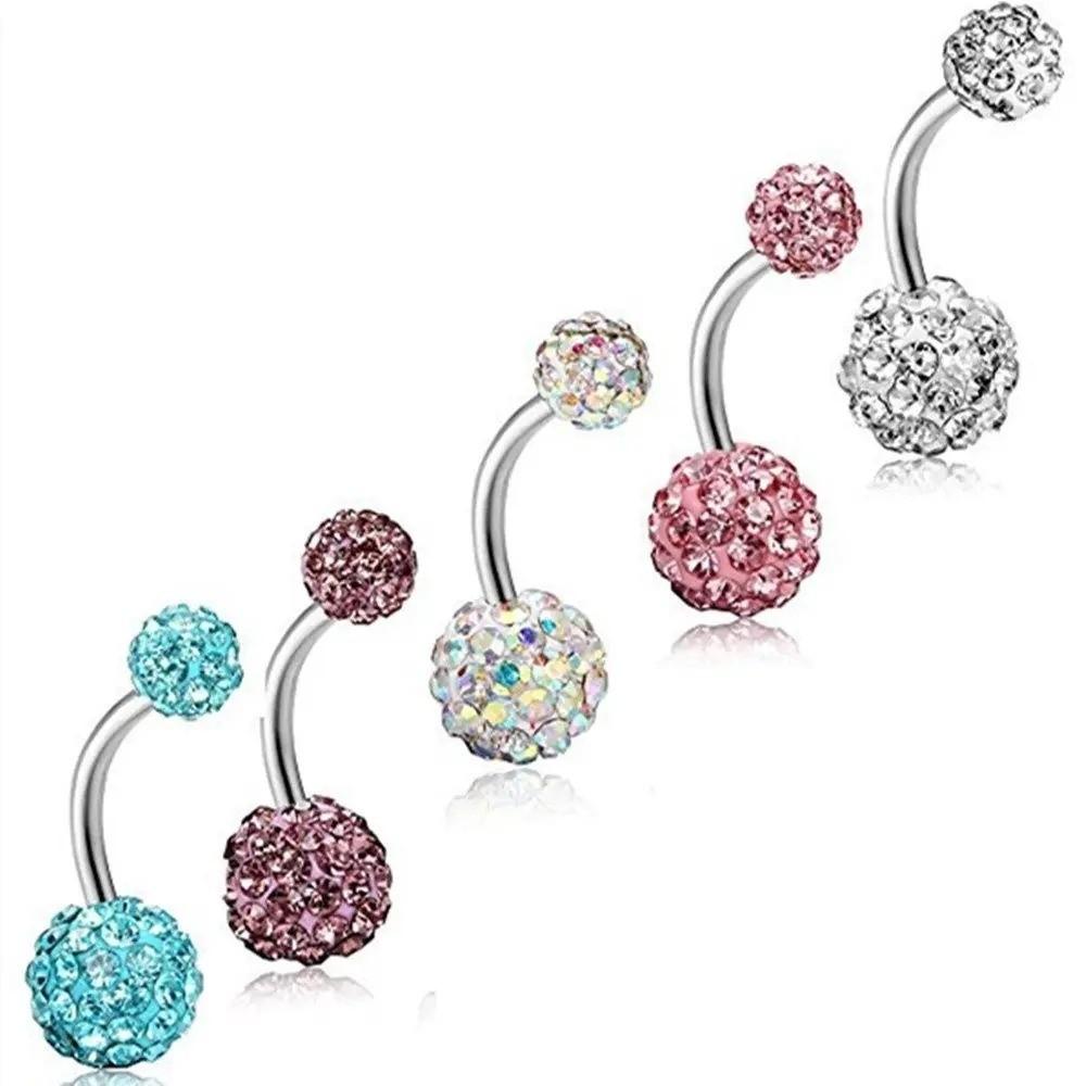 Edelstahl Bauchnabelpiercing mit Edelstein Eleganter Glänzender Körperschmuck Zubehör