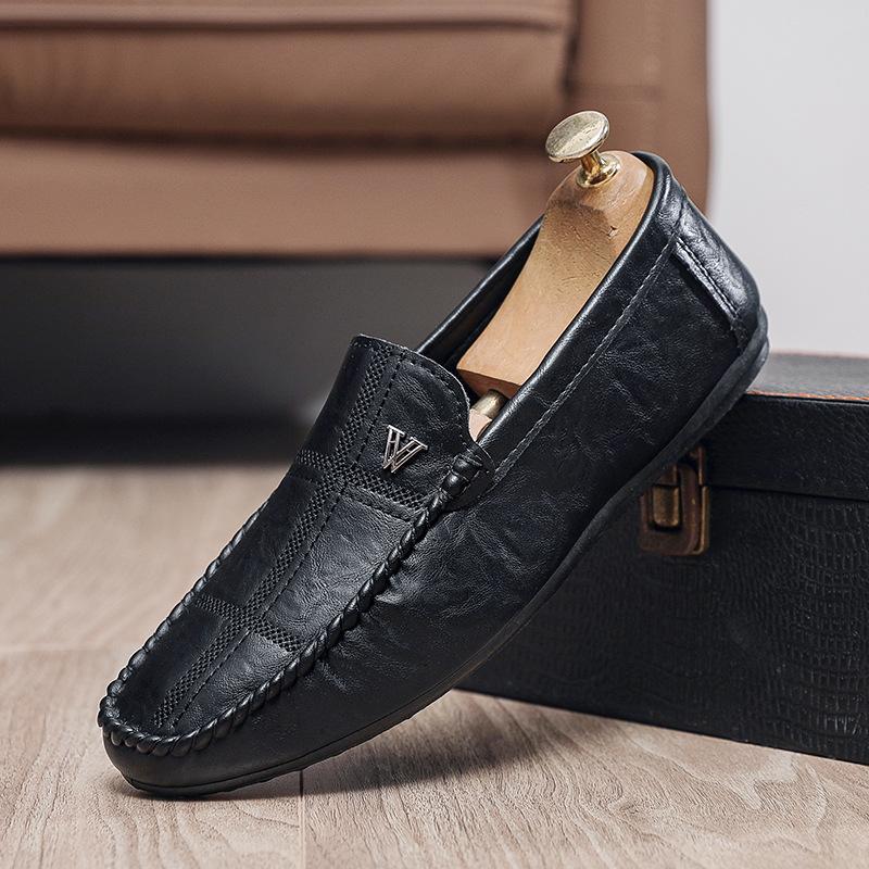Doudou shoes men s summer new men s casual business leather shoes one foot lazy 39