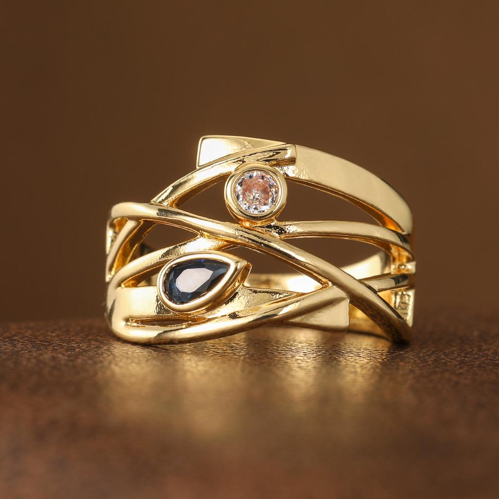 Retro, creative, hollow, artificial gemstone, ring, copper material, lady, jewelry, gift, accessory, ring